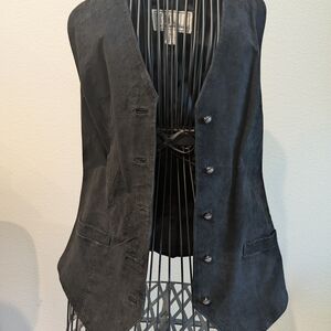 BB Dakota For Nordstrom Black Leather Button Vest